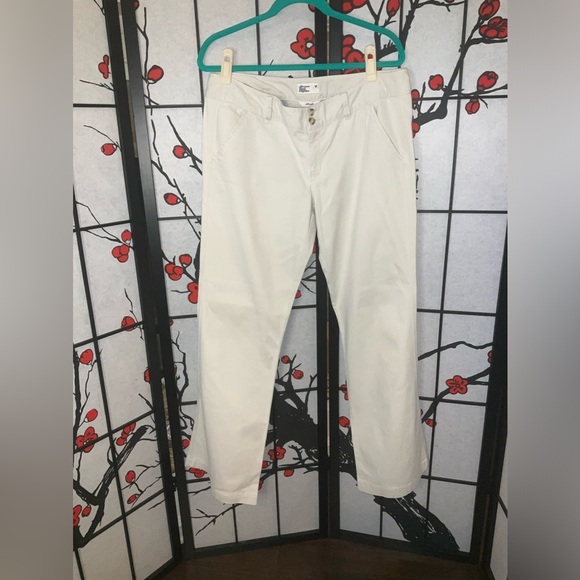 American Eagle Outfitters 14 16 Stretch Mid Rise Flare Bootcut Khaki Pants - Picture 1 of 5